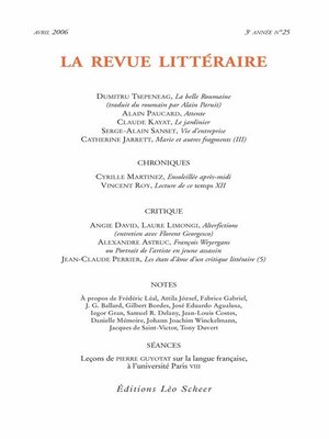 cover image of La Revue Littéraire N°25